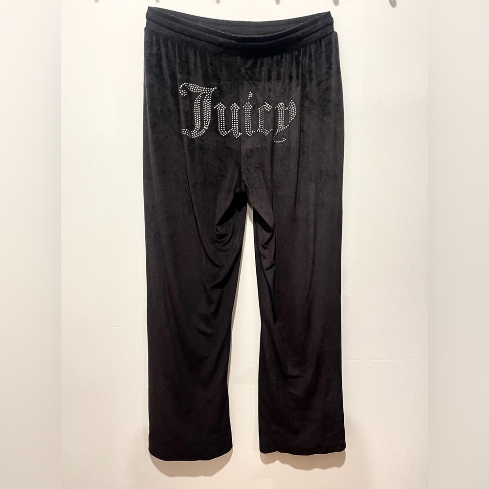Juicy Couture Black Velour Pants with Rhinestone Juicy Logo